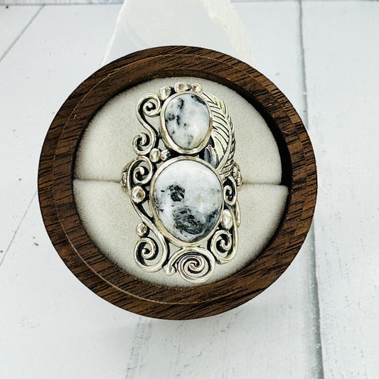 Storm Feather {White Buffalo} Ring