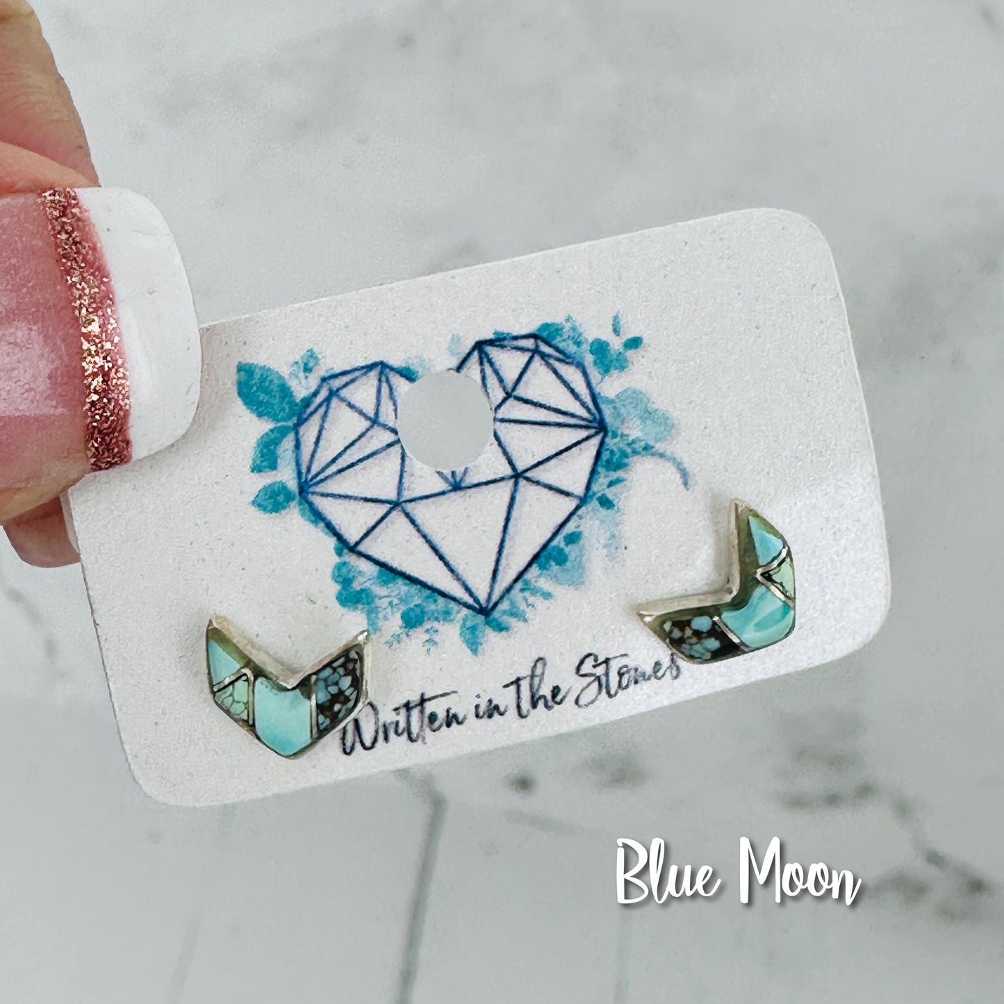 Chevron {turquoise stud} earrings