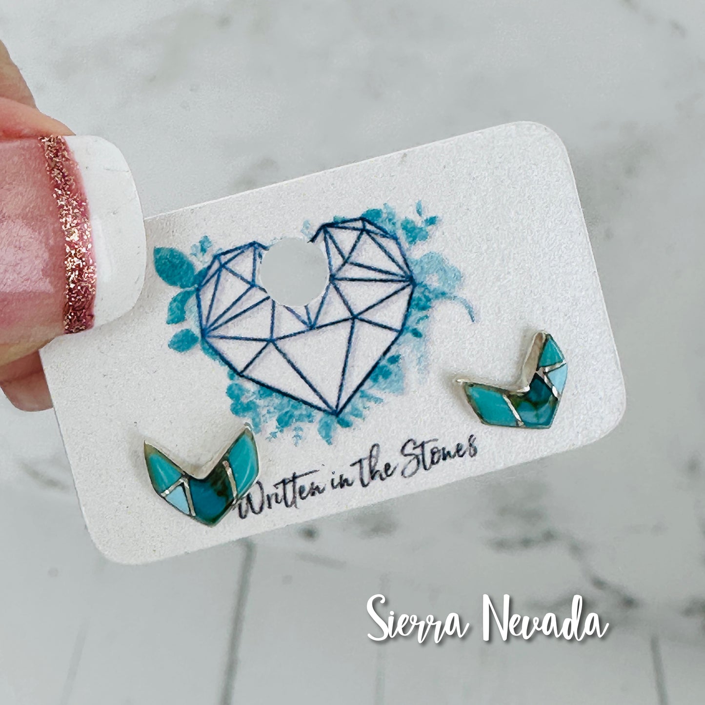 Chevron {turquoise stud} earrings