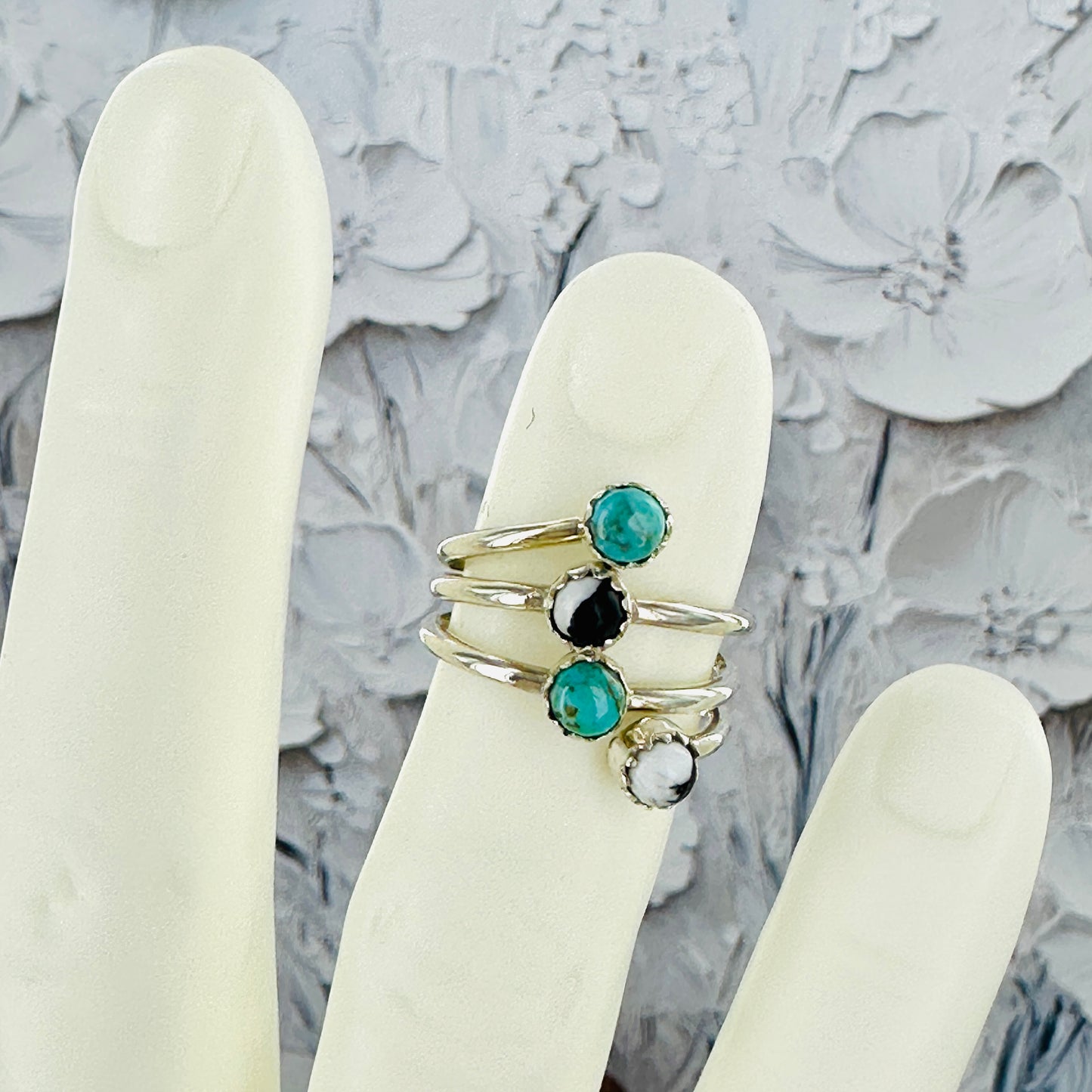 Stacked Ring (Kingman & White Buffalo) Size 6.5
