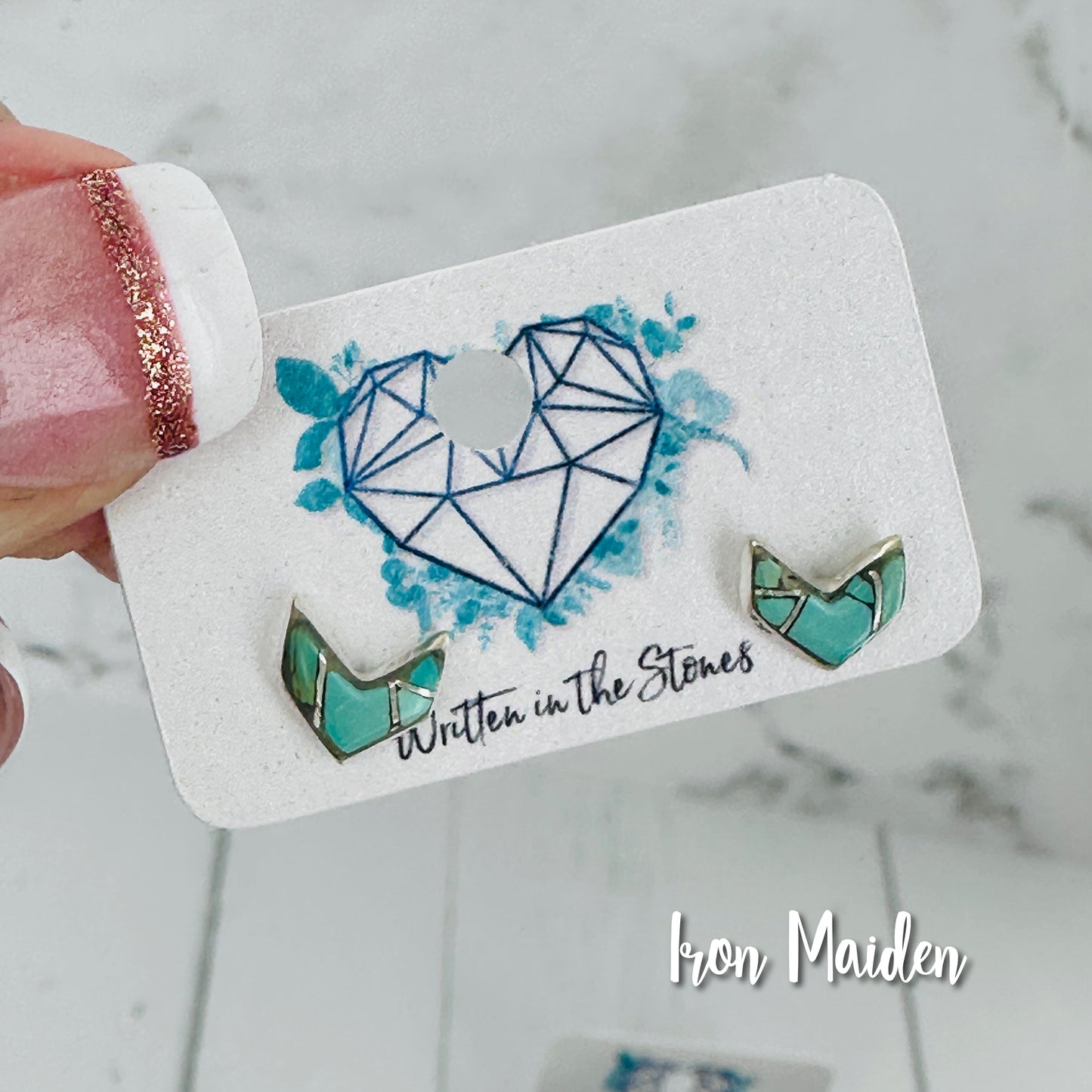 Chevron {turquoise stud} earrings