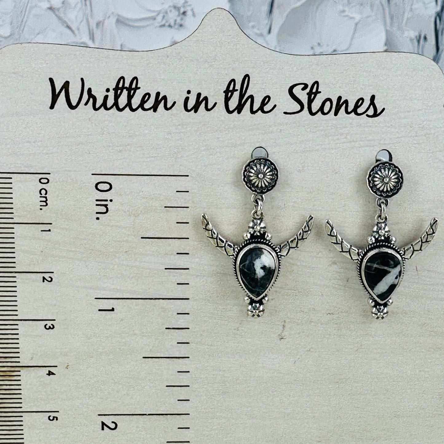 Longhorn White Buffalo Earrings