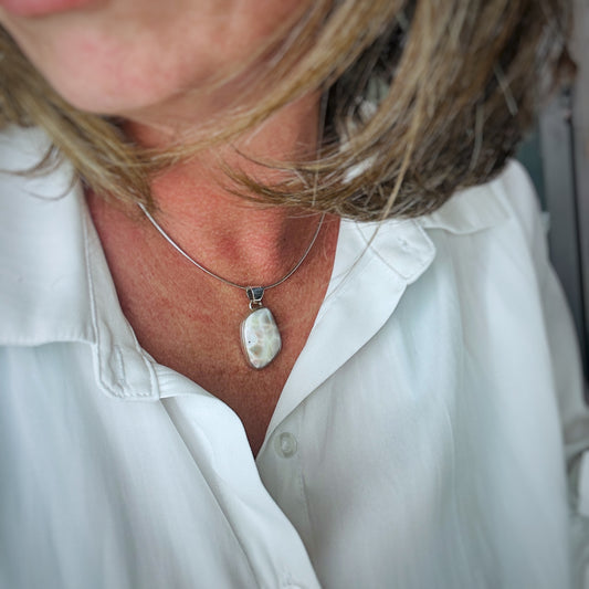 Natrolite {Pink Larimar} Pendant