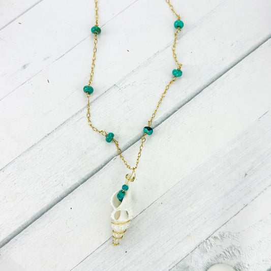 Desert Tide — Turquoise & Shell Necklace