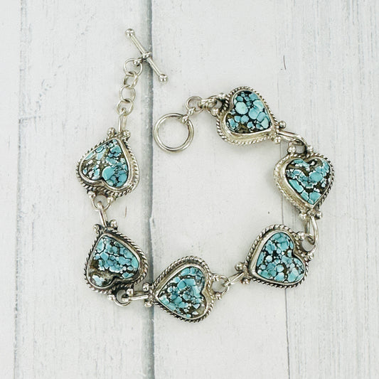 Heart Blue Moon turquoise Link Bracelet #2