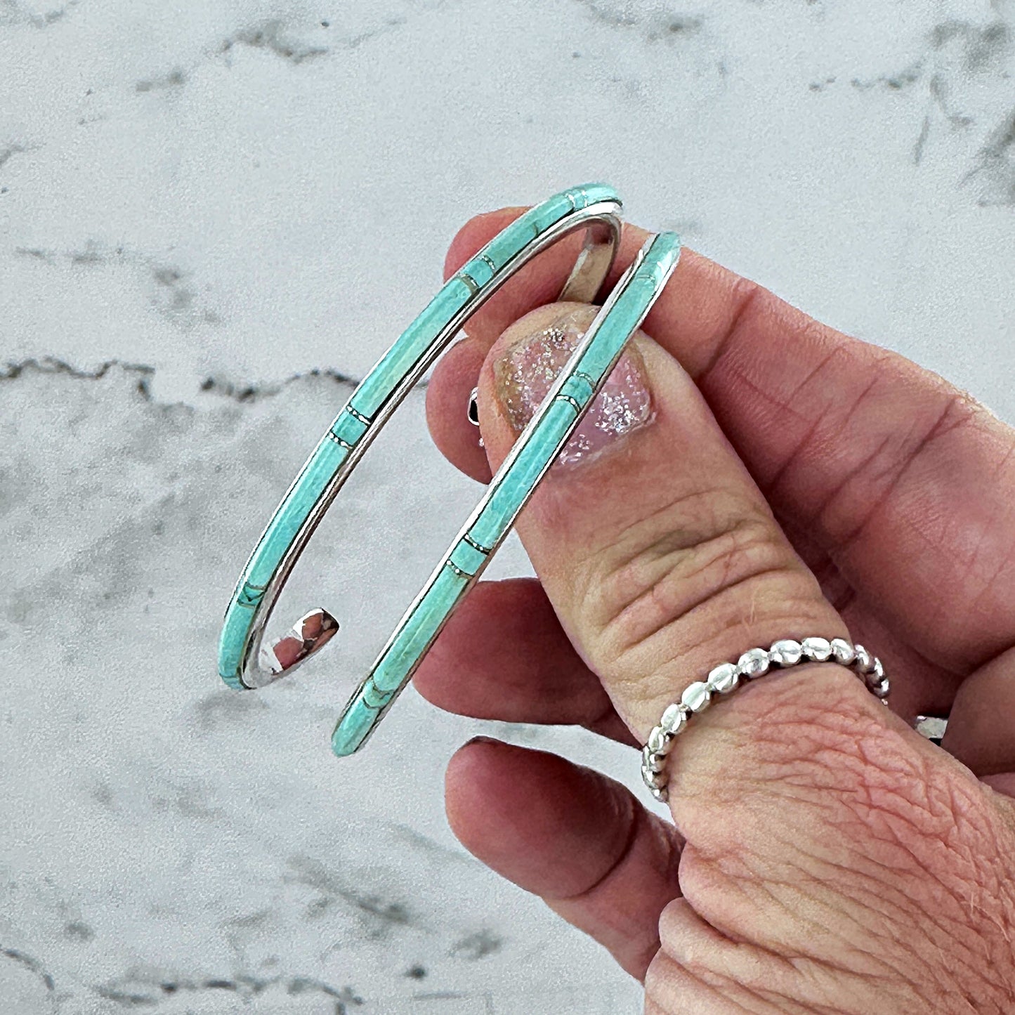LARGE {Iron Maiden Turquoise} Hoops