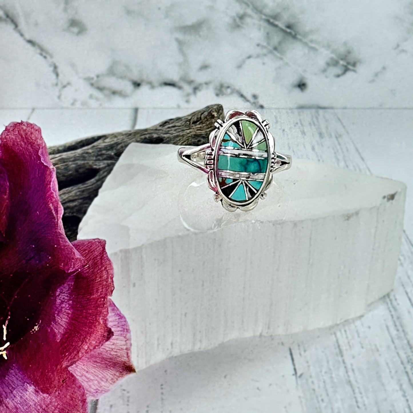 Sundown {Iron Maiden turquoise & White Buffalo} Ring