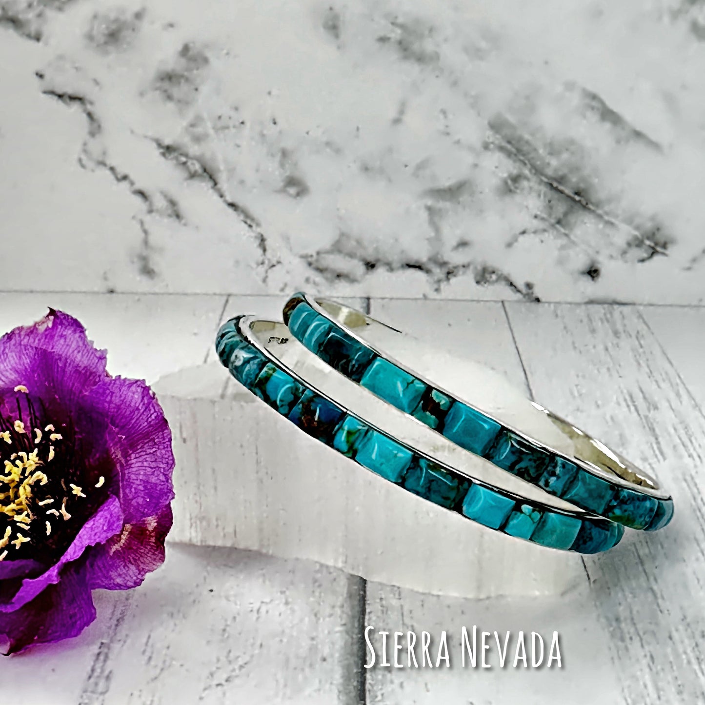 Sierra Nevada Turquoise Bangle Bracelet 2.5"