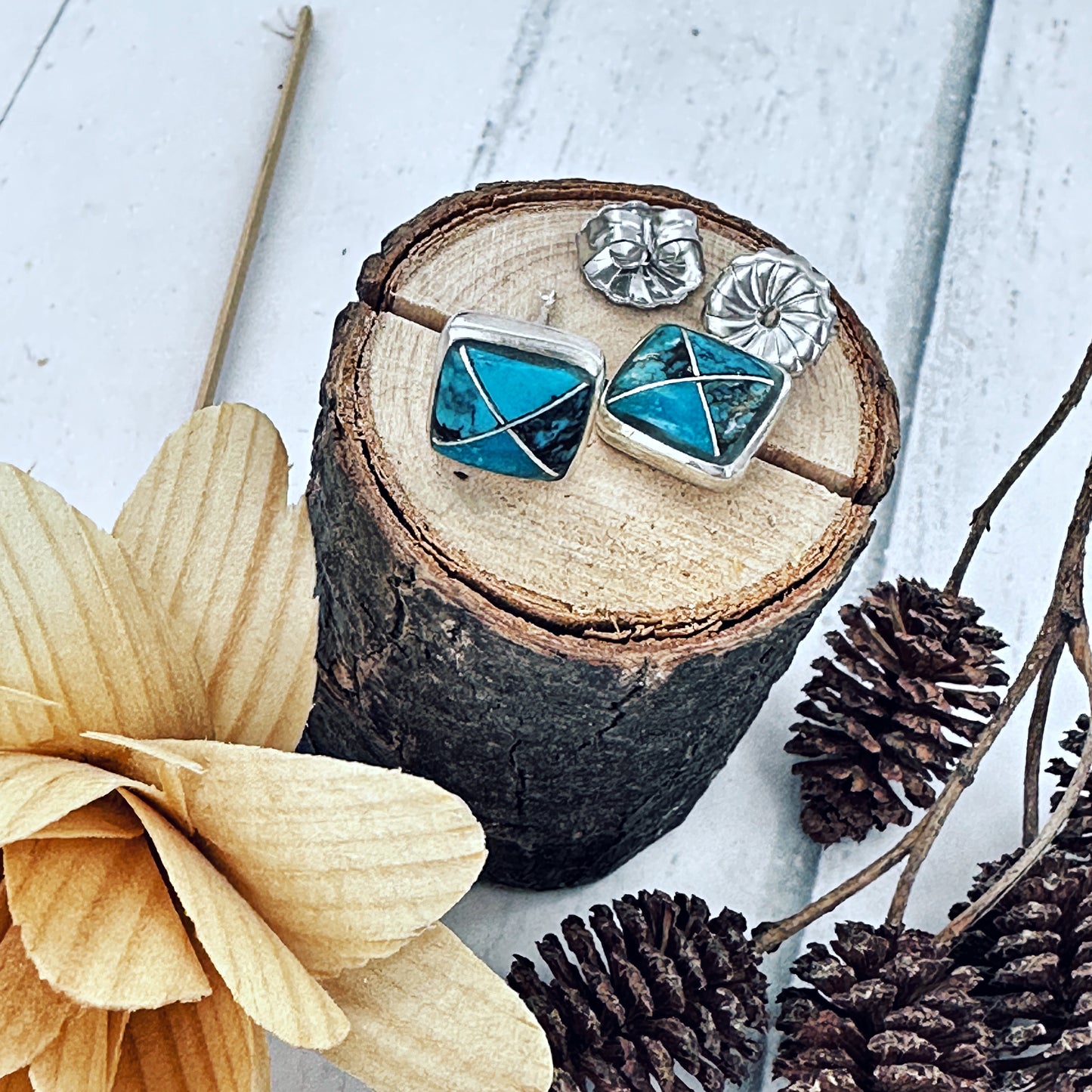 8mm Square Stud Earrings
