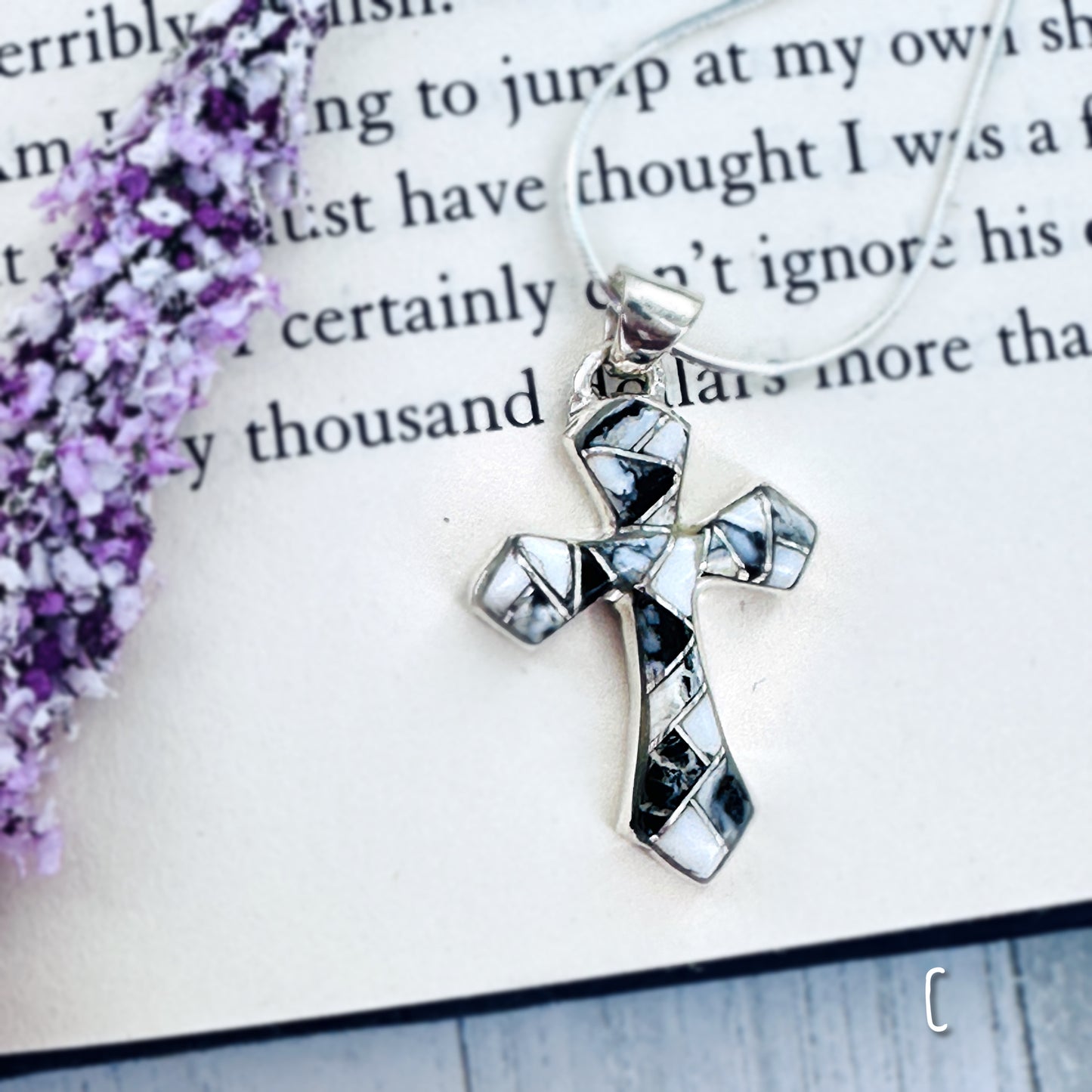 White Buffalo Cross pendant