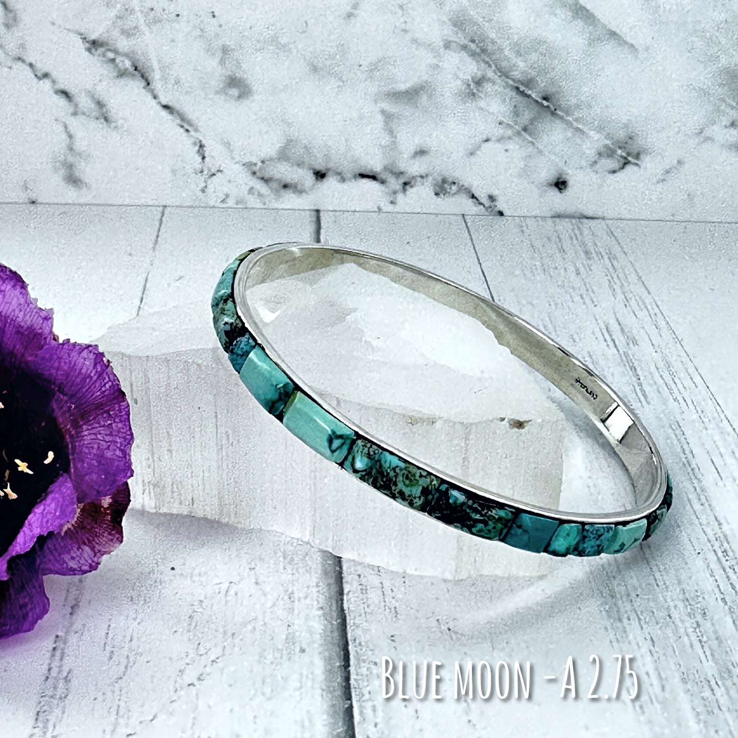 Blue Moon Turquoise Bangle Bracelet 2.5"