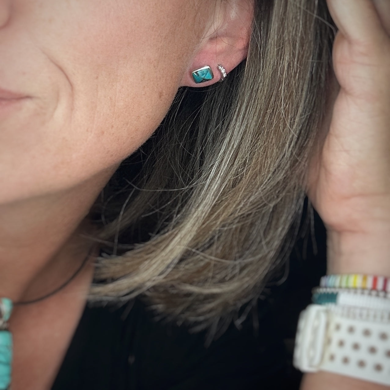 8mm Square Stud Earrings