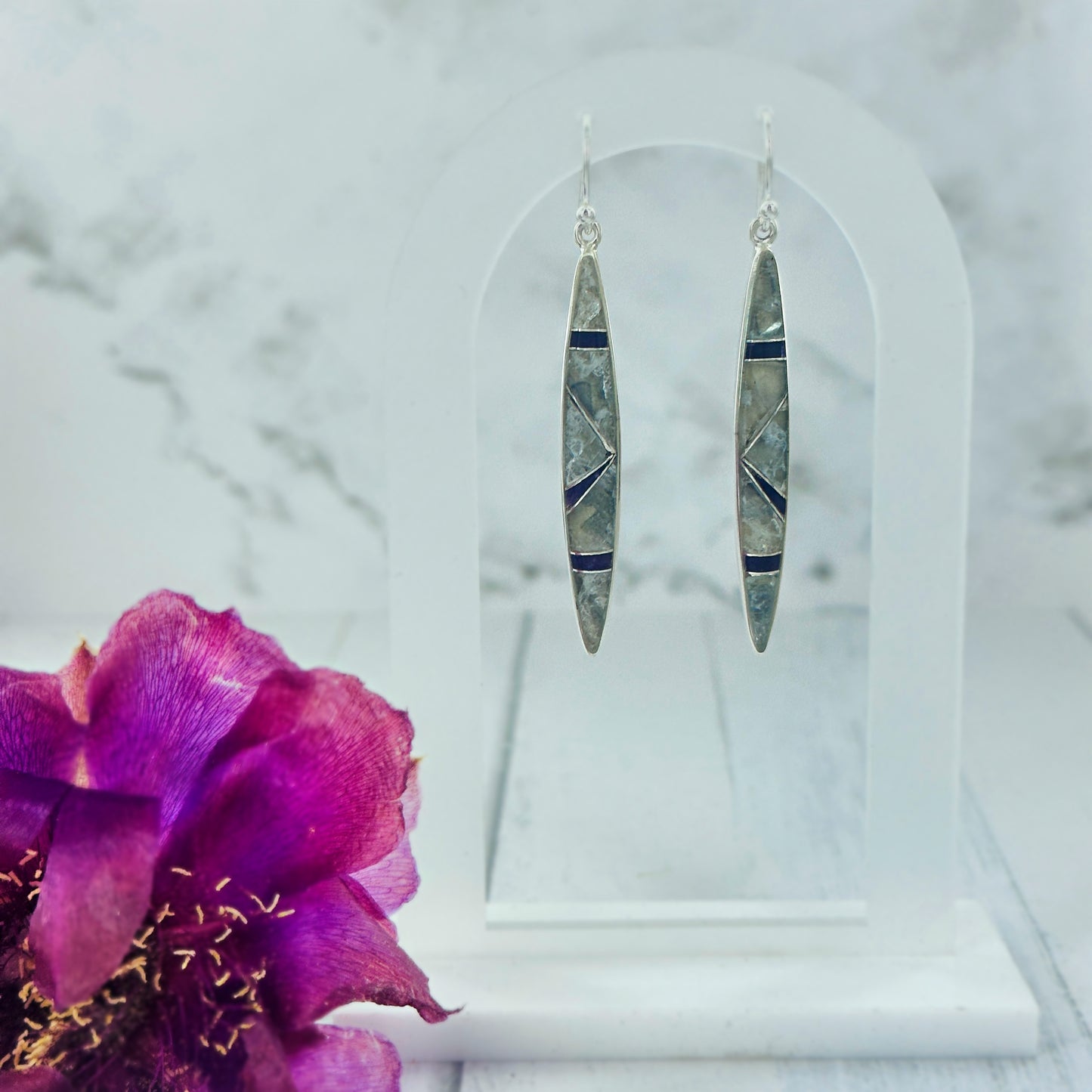 Fluorite Long Oval Earrings