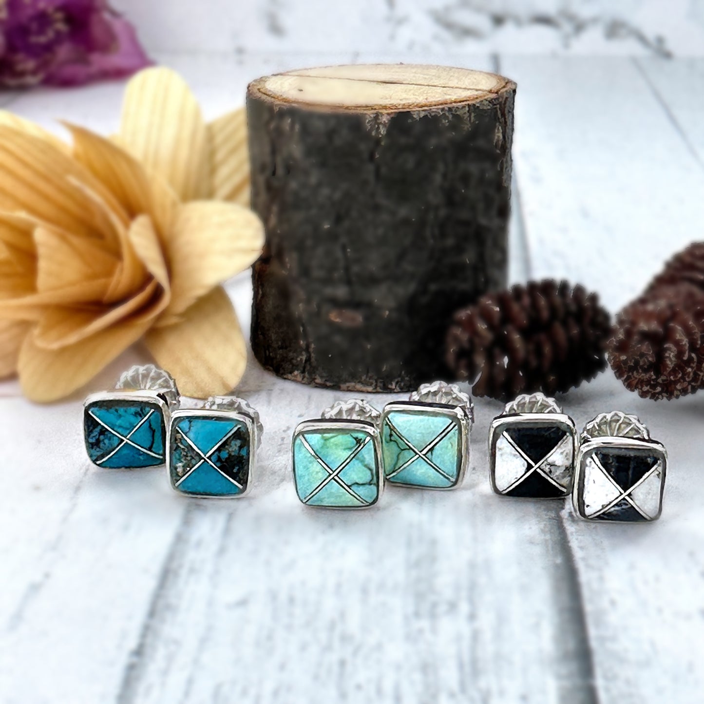 8mm Square Stud Earrings