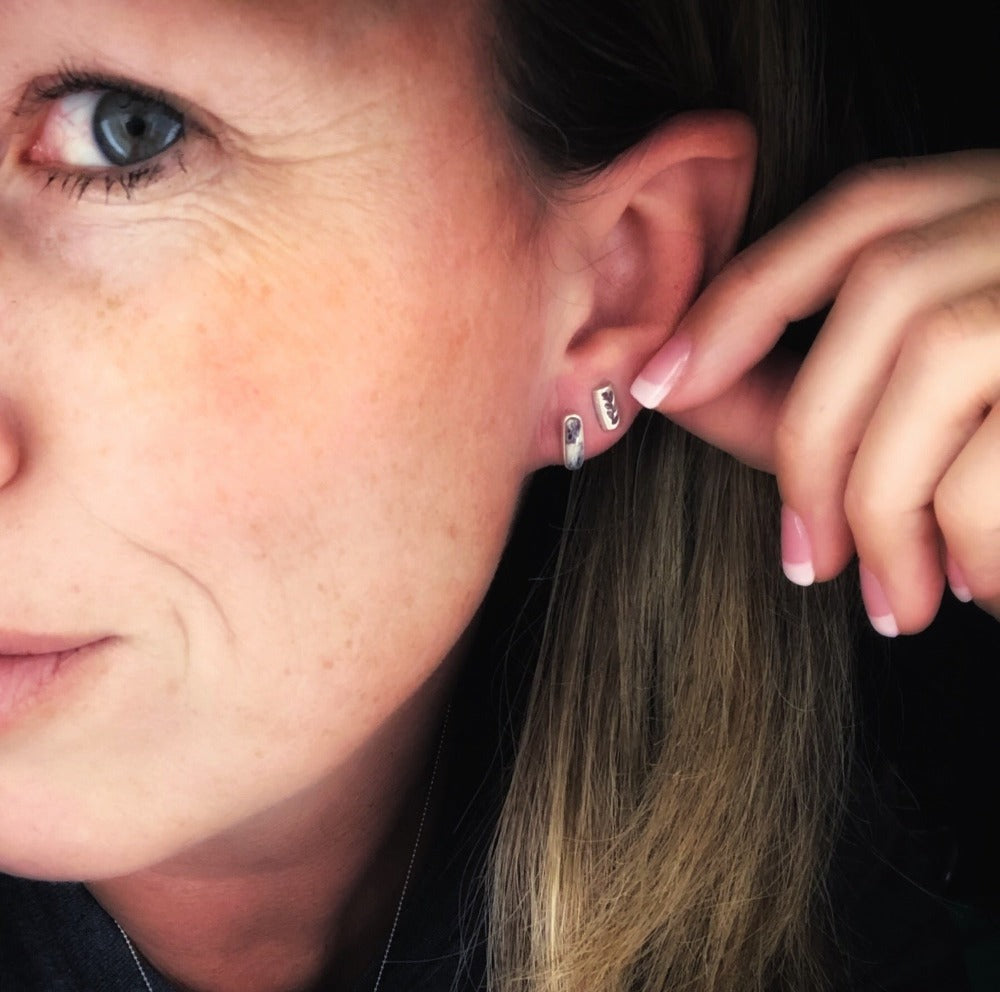 Eunioa: {rectangle turquoise stud earrings}