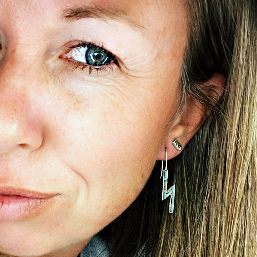 Lightning Crashes Earrings | turquoise | white buffalo