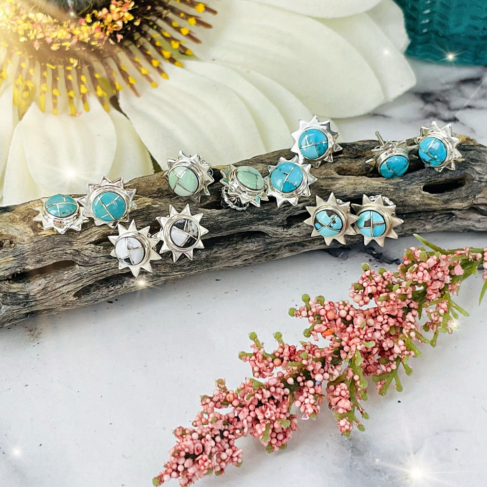 I’ve Got Sunshine {small turquoise sun} earrings
