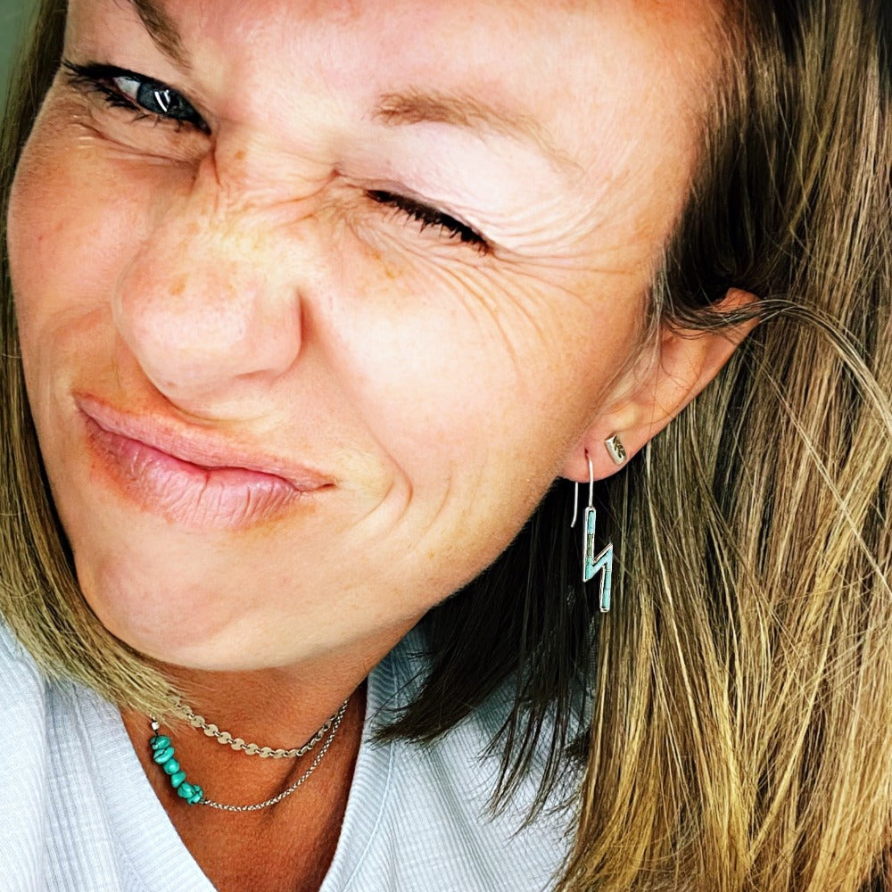Lightning Crashes Earrings | turquoise | white buffalo