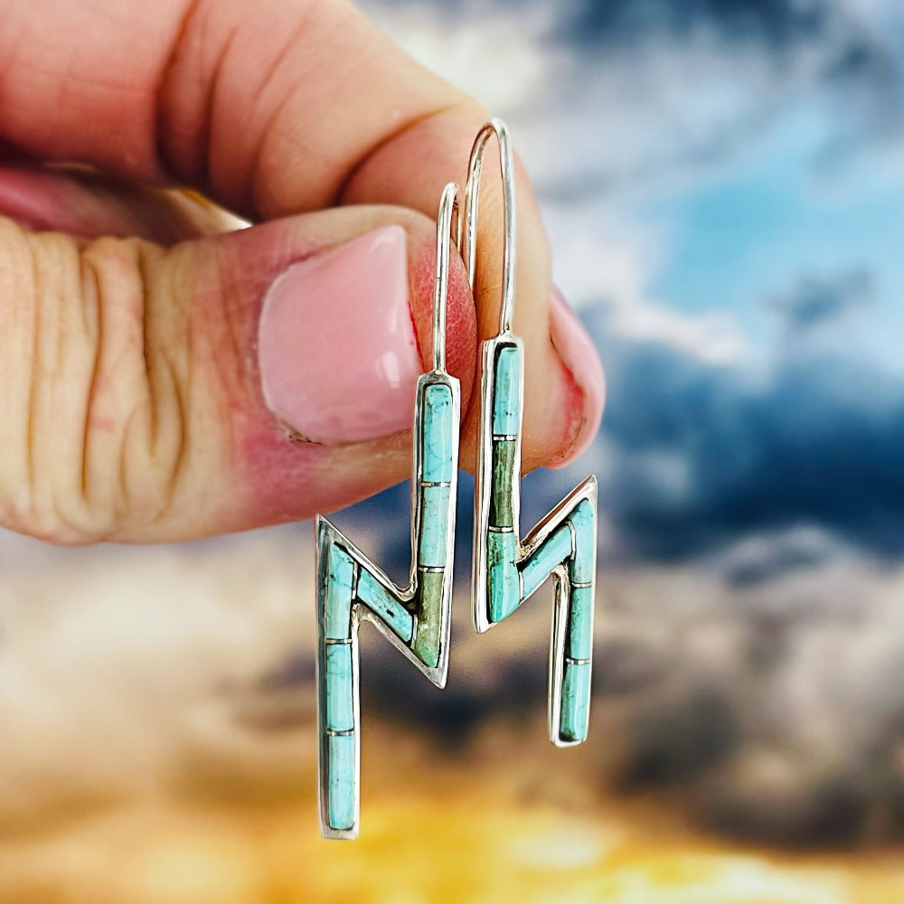 Lightning Crashes Earrings | turquoise | white buffalo