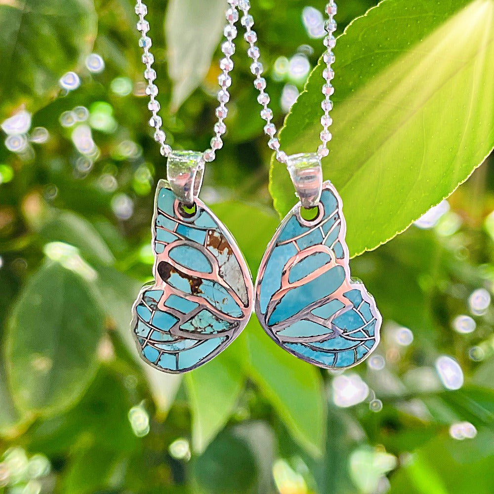 Best Friend Butterfly Wing necklace (white buffalo, jasper, turquoise) SET