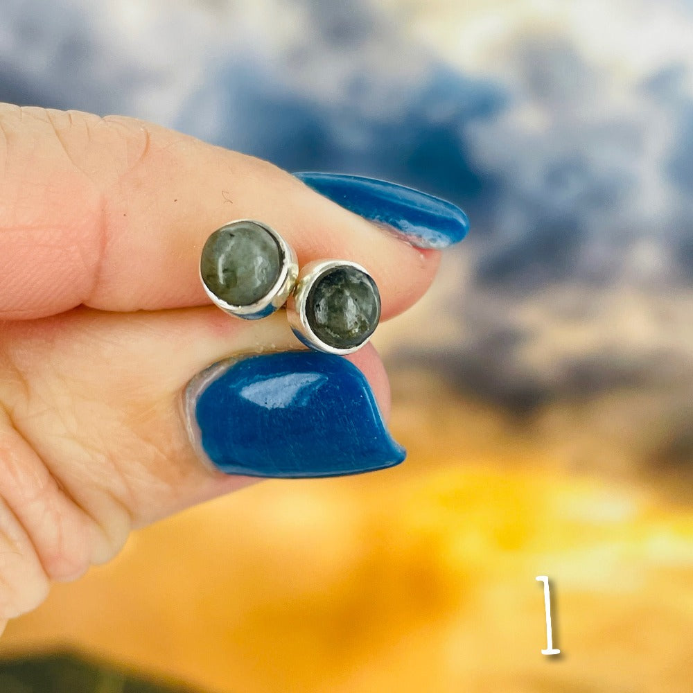 Labradorite round stud earrings