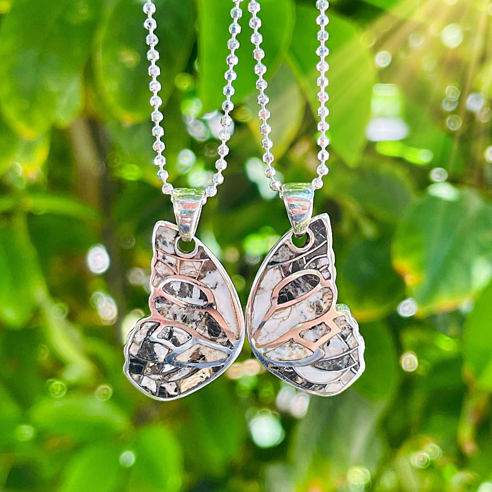 Best Friend Butterfly Wing necklace (white buffalo, jasper, turquoise) SET