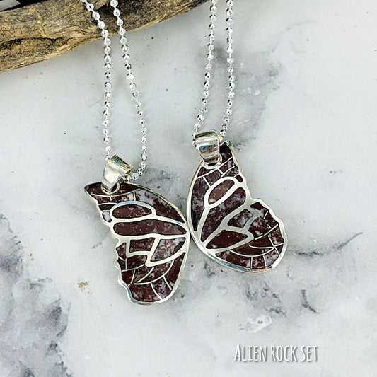 Best Friend Butterfly Wing necklace (white buffalo, jasper, turquoise) SET