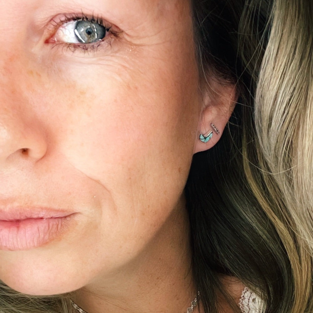 Chevron {turquoise stud} earrings