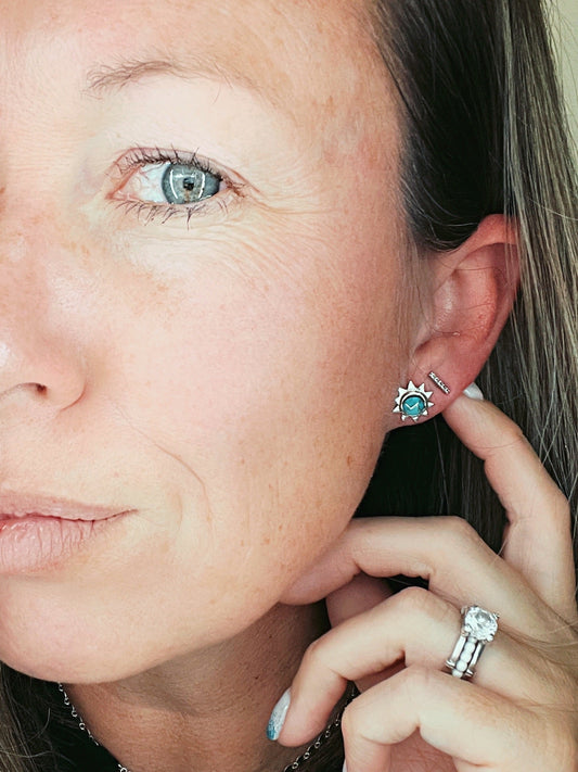 I’ve Got Sunshine {small turquoise sun} earrings