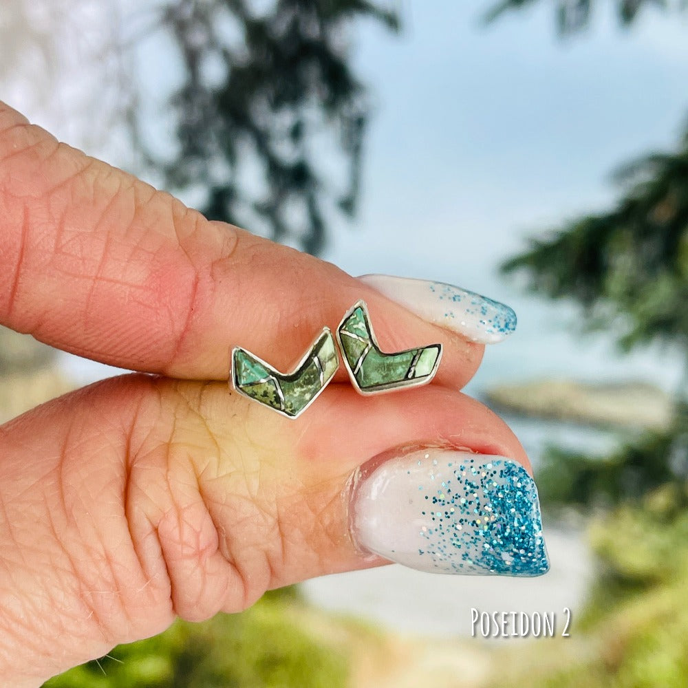 Chevron {turquoise stud} earrings