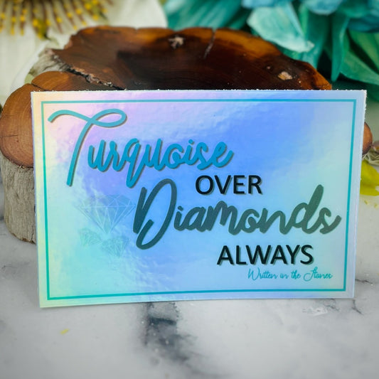 Turquosie over Diamonds Holographic sticker