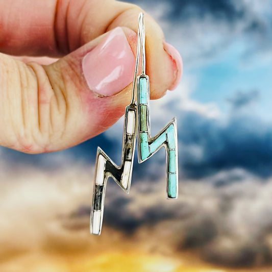 Lightning Crashes Earrings | turquoise | white buffalo