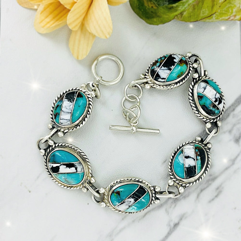 Blue Oval Turquoise Cuff Bracelet