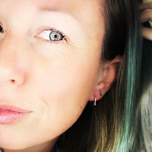 Lagom {small turquoise hoop earrings}
