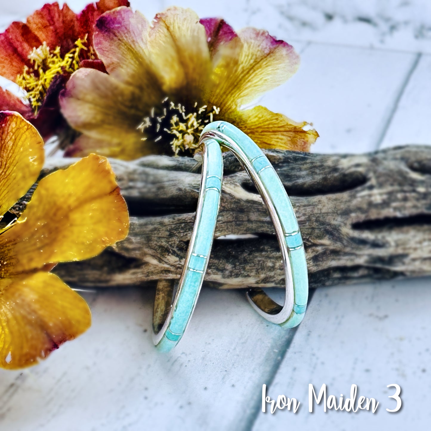 MEDIUM {Iron Maiden turquoise} Hoops