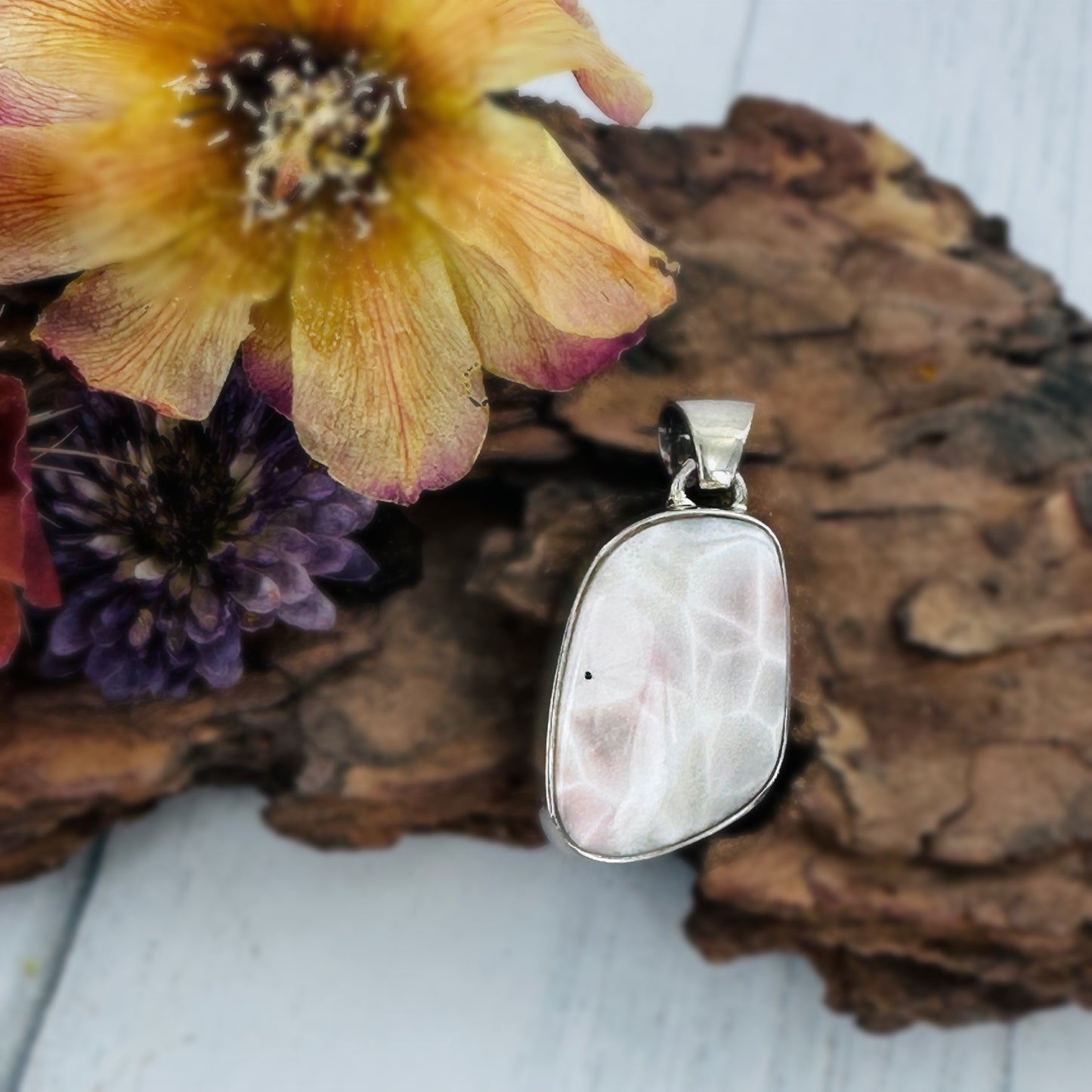 Natrolite {Pink Larimar} Pendant