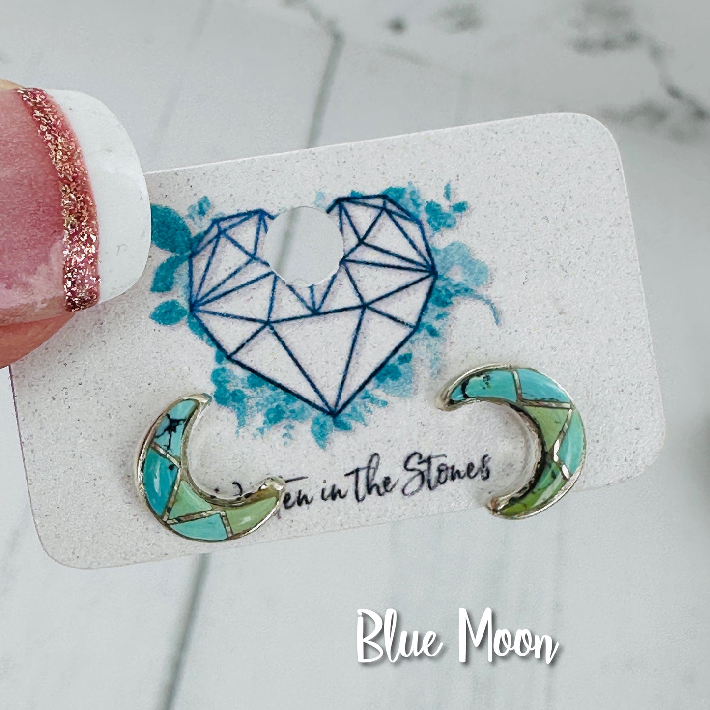 Lune {small turquoise moon earrings}
