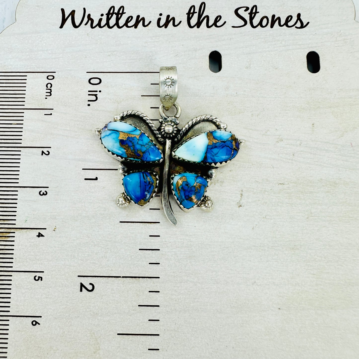 Blue Dahlia Butterfly Pendant