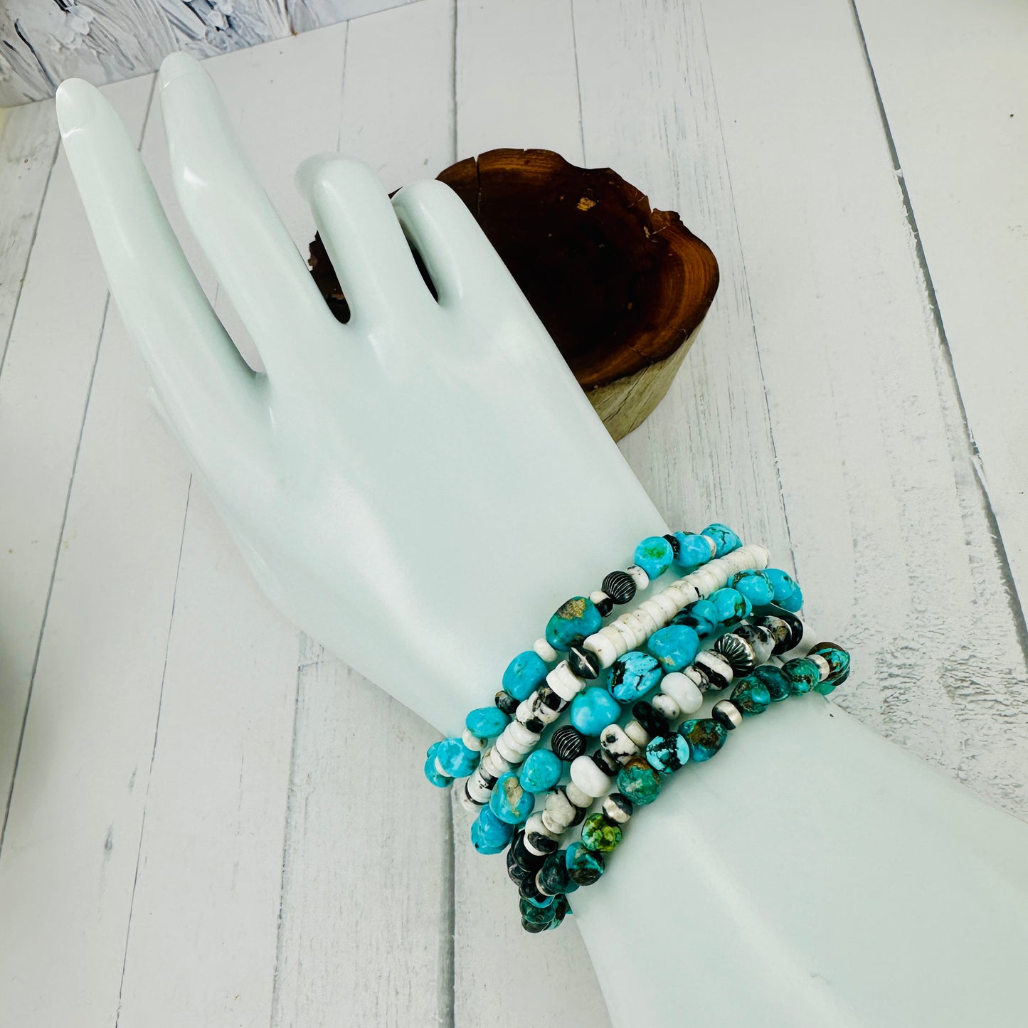 White Buffalo or Turquoise Stretch Bracelets