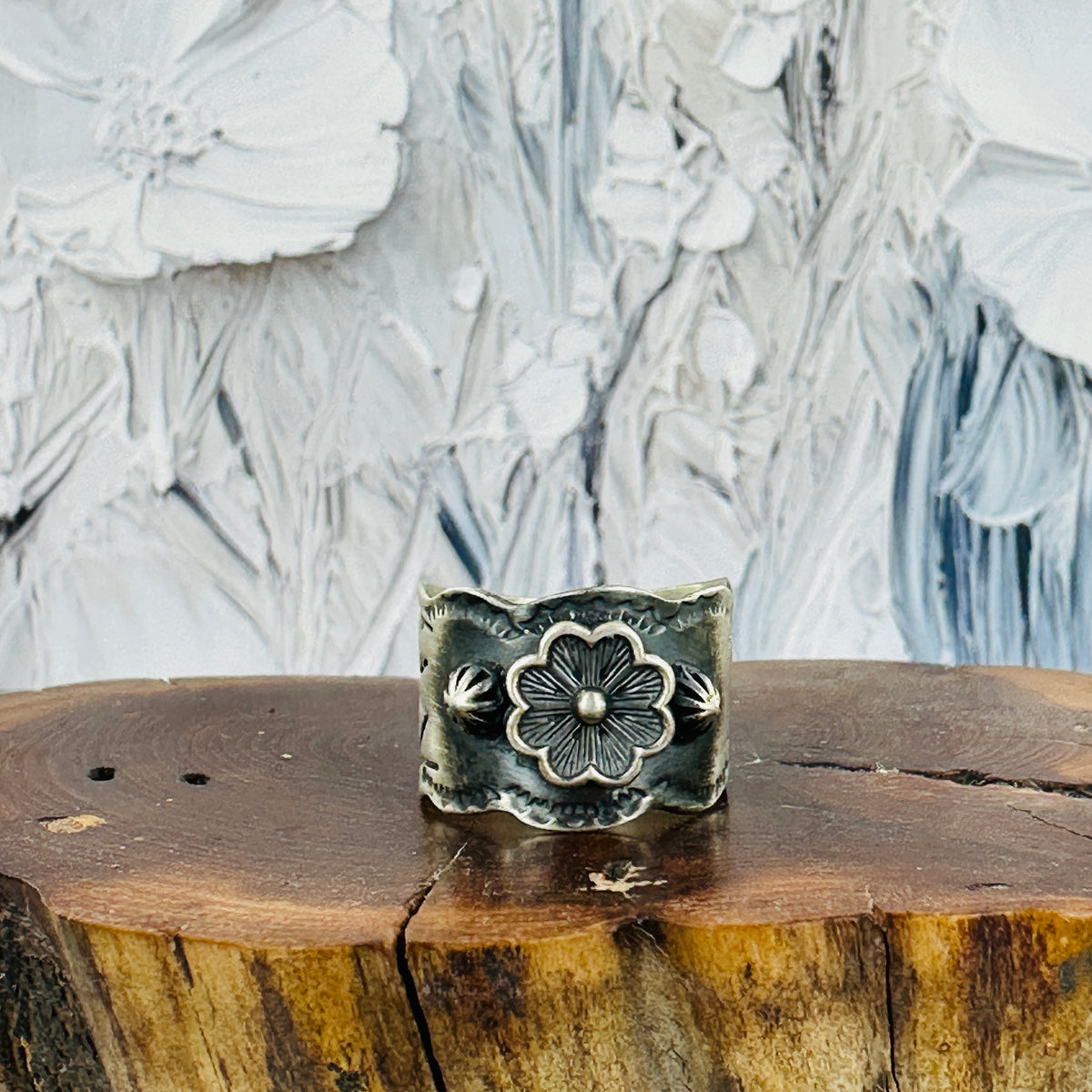 Floral Cigar Band Rings