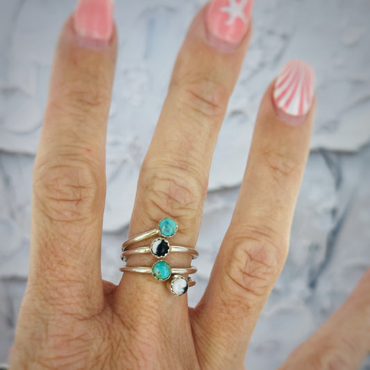 Stacked Ring (Kingman & White Buffalo) Size 6.5