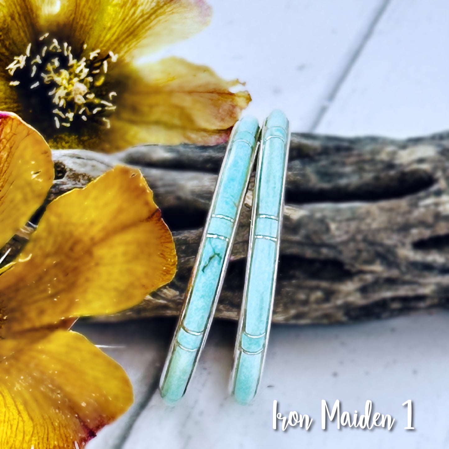 MEDIUM {Iron Maiden turquoise} Hoops