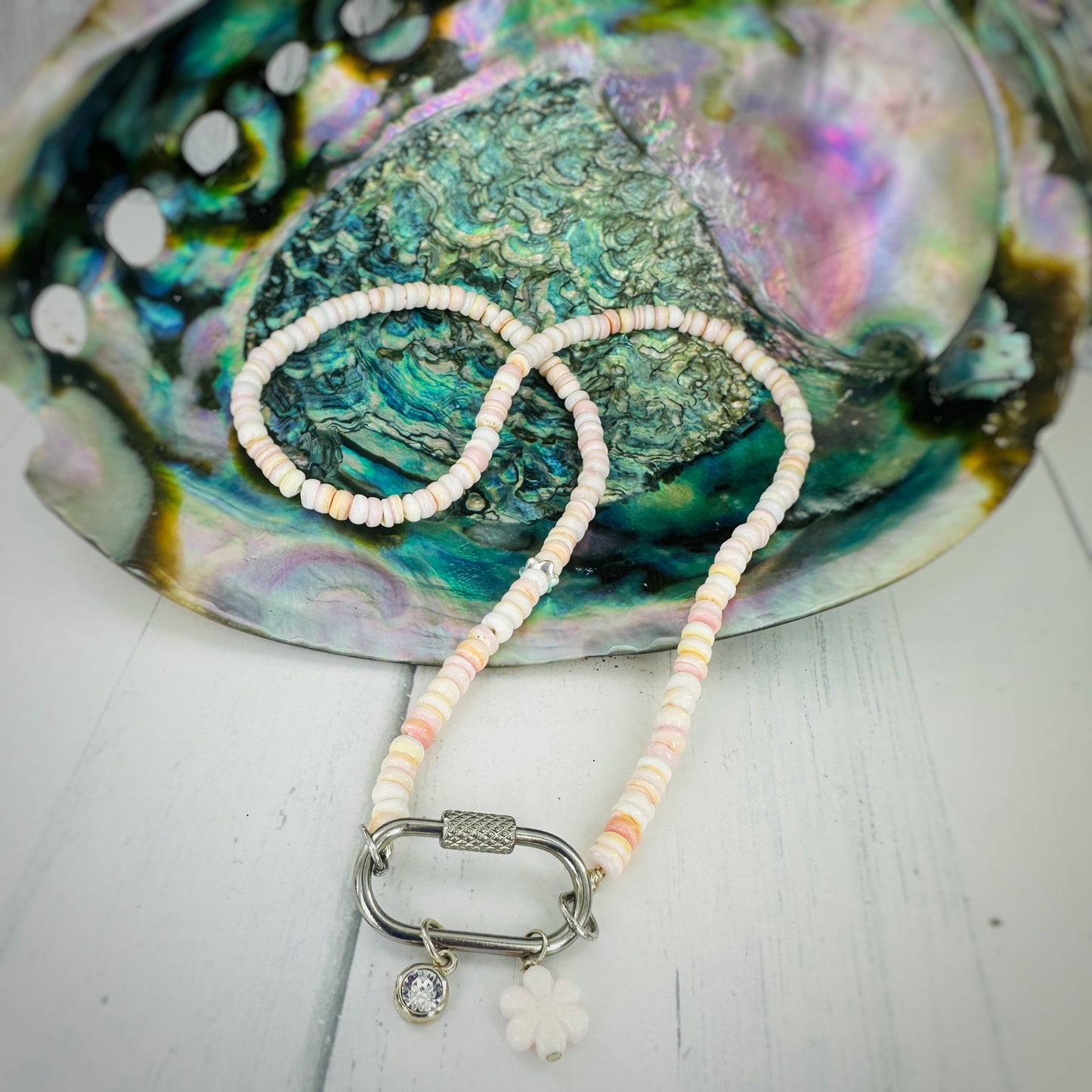 Pink Sunset Carabiner Charm Necklace & Earring Set