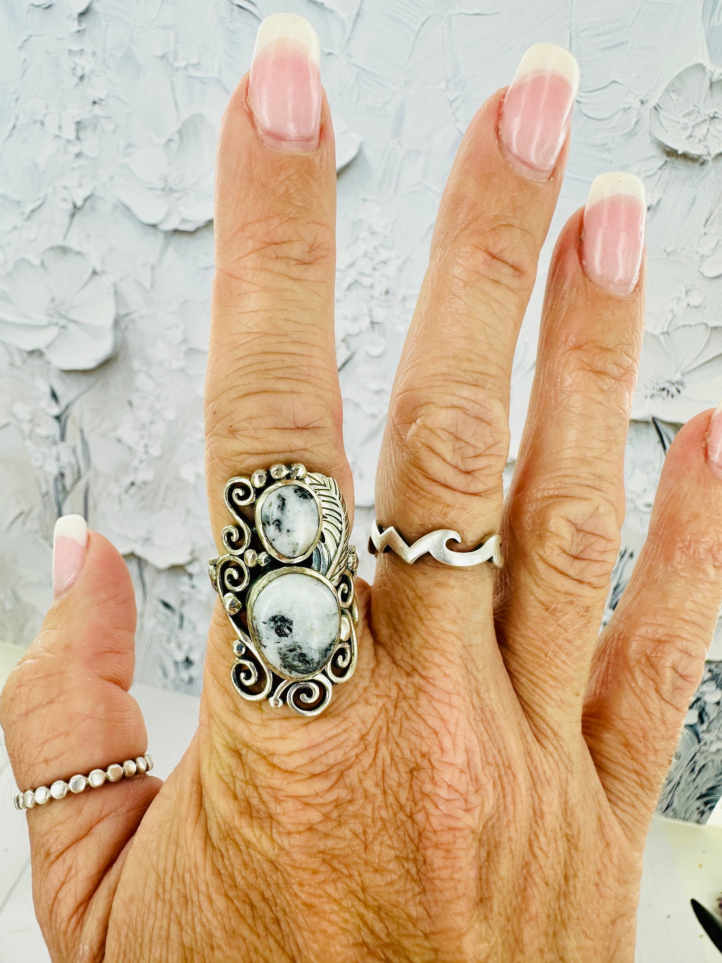 Storm Feather {White Buffalo} Ring