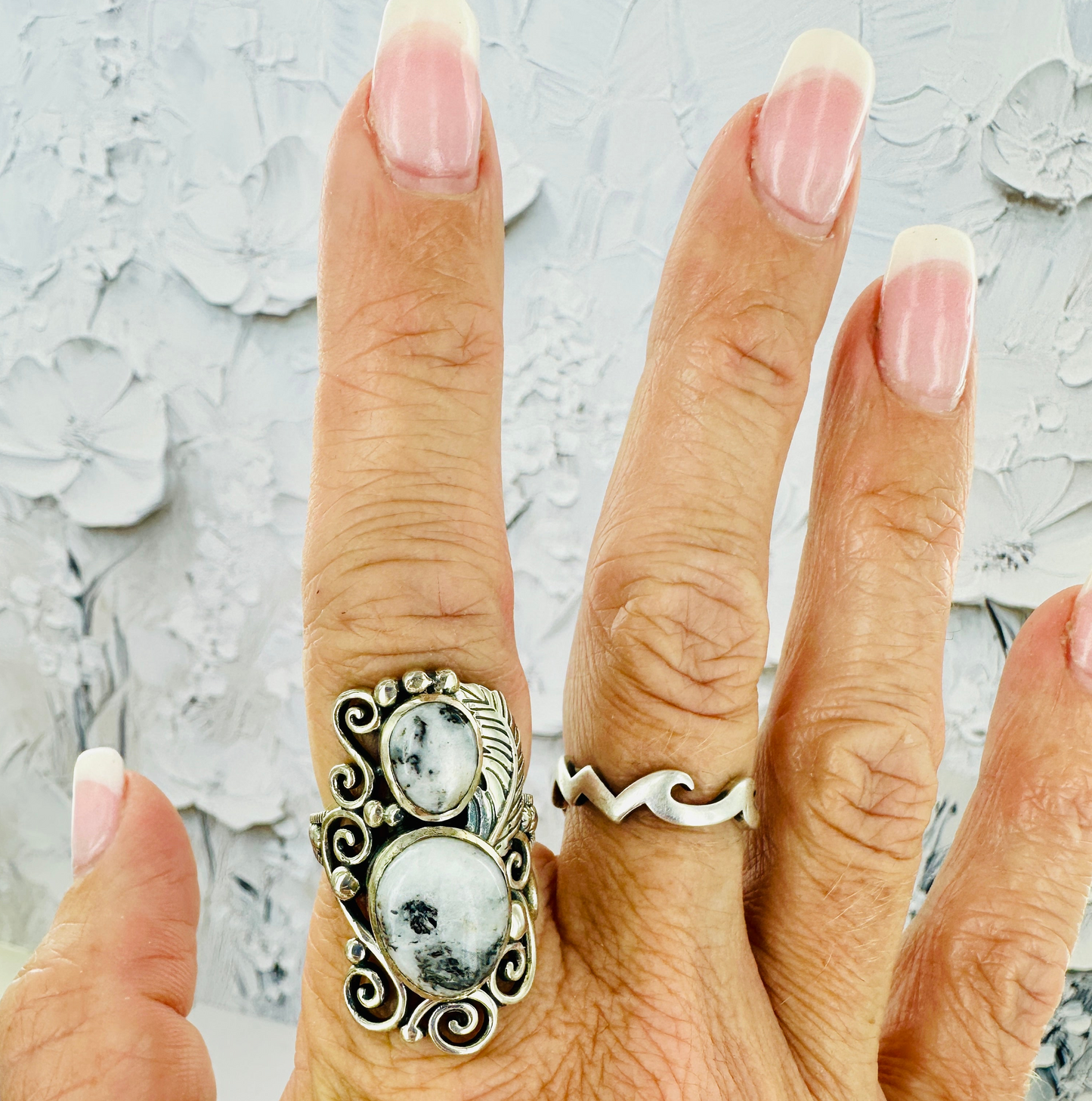 Storm Feather {White Buffalo} Ring