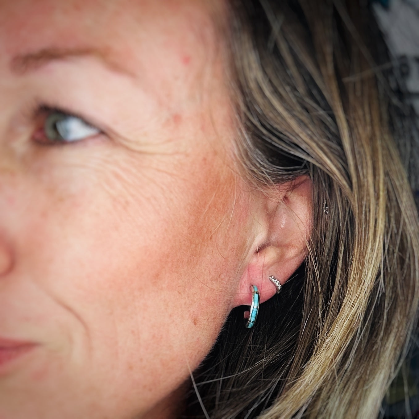 MINI {Kingman turquoise} Hoops