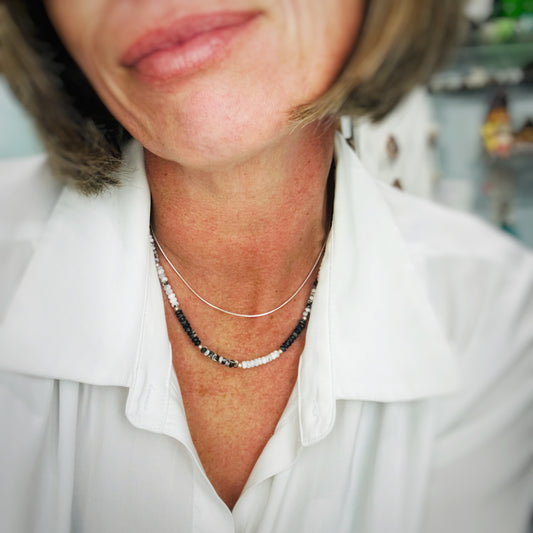 Black & White {White Buffalo} Beaded Necklace