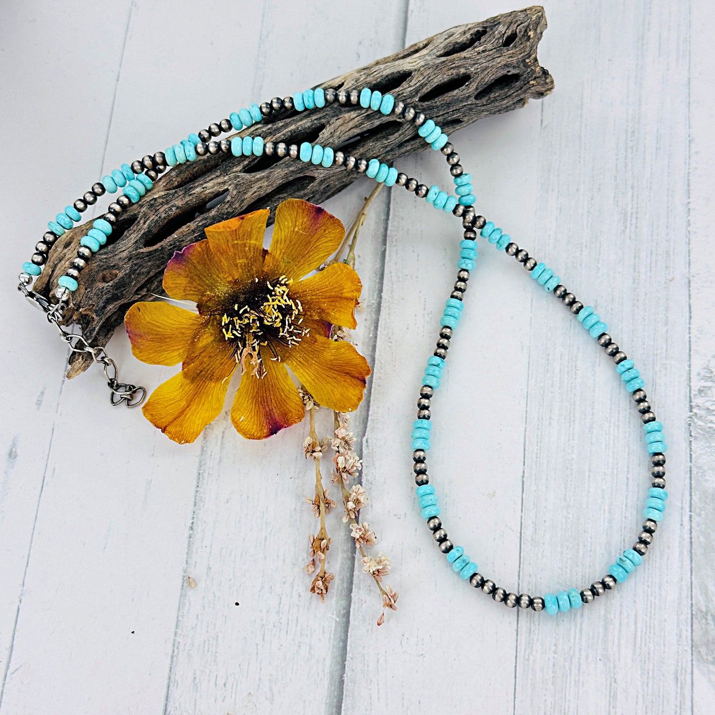 Blaze Necklace | Navajo Pearls & Turquoise Rondels