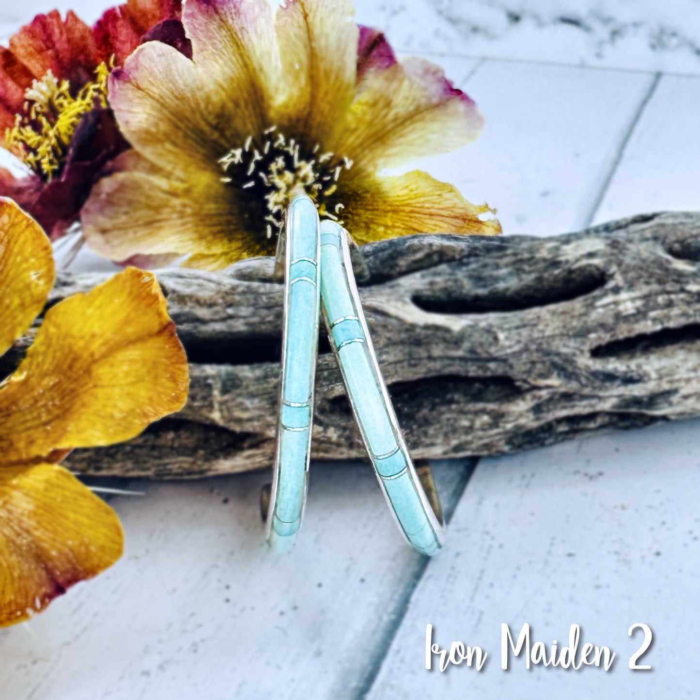 MEDIUM {Iron Maiden turquoise} Hoops