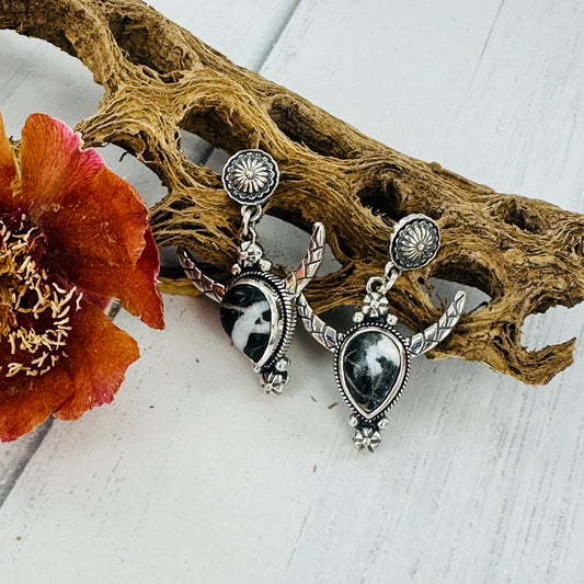 Longhorn White Buffalo Earrings